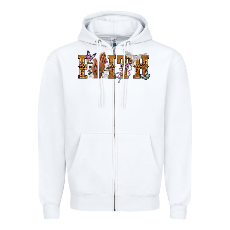 Faith With Praying Hands Zipper Hoodie by NancyCooperArtShop | Teevron
