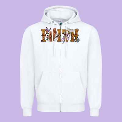Faith With Praying Hands Zipper Hoodie Designed By Nancycooperartshop