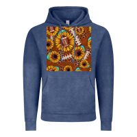Vintage Denim football leopard sunflower seamless pattern Vintage Hoodie - JahusDesignShop