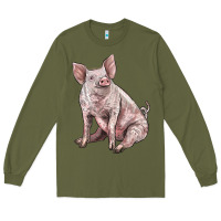 Army Green american yorkshire pig Long Sleeve Tee - LillyAllenDesigns