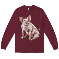 Burgundy american yorkshire pig Long Sleeve Tee - LillyAllenDesigns