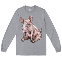 Heather Grey american yorkshire pig Long Sleeve Tee - LillyAllenDesigns