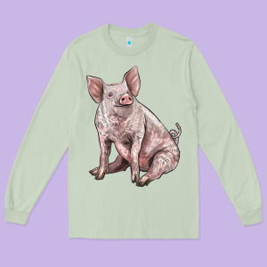 American Yorkshire Pig Long Sleeve Tee Designed By Lillyallendesigns