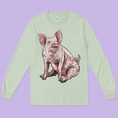 American Yorkshire Pig Long Sleeve Tee Designed By Lillyallendesigns