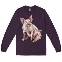 Plum american yorkshire pig Long Sleeve Tee - LillyAllenDesigns