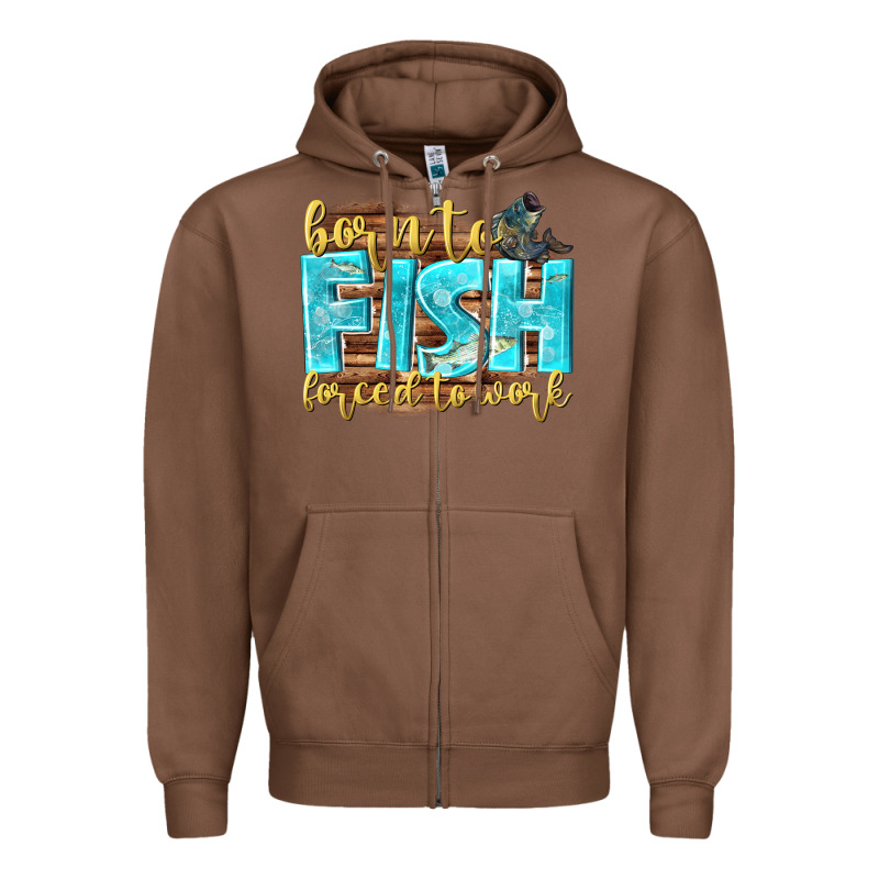 Born To Fish Forced To Work Zipper Hoodie by NancyCooperArtShop | Teevron