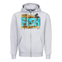 Heather Grey born to fish forced to work Zipper Hoodie - NancyCooperArtShop