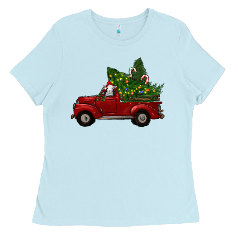 Christmas Farm Truck With Baby Sheep Ladies Tee by RanaPortraitStore | Teevron