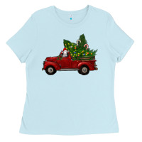 Baby Blue Christmas Farm Truck With Baby Sheep Ladies Tee - RanaPortraitStore