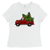 White Christmas Farm Truck With Baby Sheep Ladies Tee - RanaPortraitStore