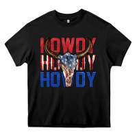 Black howdy howdy howdy 4th of july bull skull billie wi Heavy Core Tee - texasbilliewilder