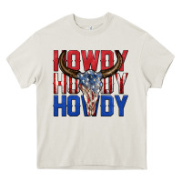 Cream howdy howdy howdy 4th of july bull skull billie wi Heavy Core Tee - texasbilliewilder