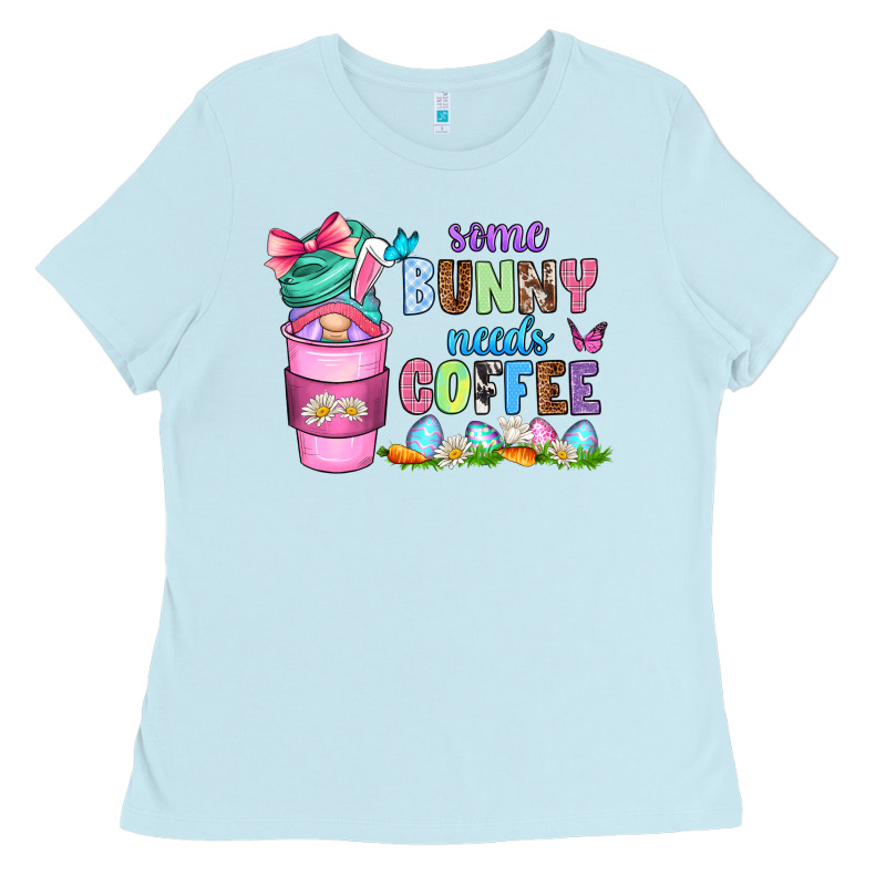 Some Bunny Needs Coffee With Gnomes Ladies Tee by Zillion Design Studio | Teevron