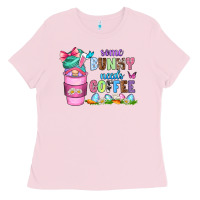 Bubblegum Pink some bunny needs coffee with gnomes Ladies Tee - Zillion Design Studio