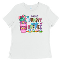 White some bunny needs coffee with gnomes Ladies Tee - Zillion Design Studio