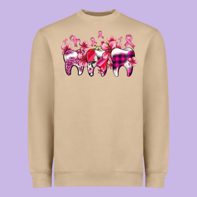 Cancer Ribbon With Teeth Heavyweight Sweatshirt Designed By Adodesignshop