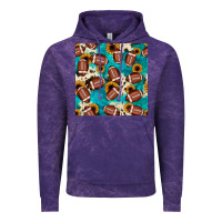 Cloud Purple football turquoise cowhide sunflower seamless pattern Vintage Hoodie - JahusDesignShop