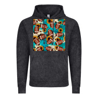 Vintage Black football turquoise cowhide sunflower seamless pattern Vintage Hoodie - JahusDesignShop