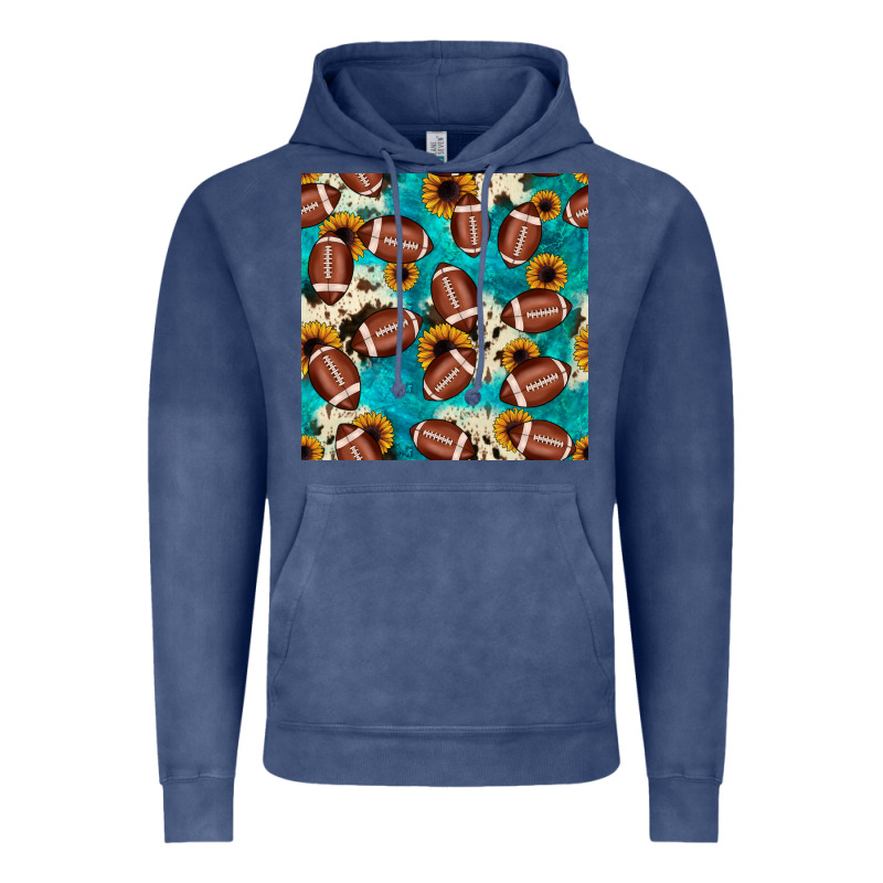 Football Turquoise Cowhide Sunflower Seamless Pattern Vintage Hoodie by JahusDesignShop | Teevron