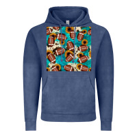 Vintage Denim football turquoise cowhide sunflower seamless pattern Vintage Hoodie - JahusDesignShop