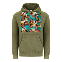 Vintage Olive football turquoise cowhide sunflower seamless pattern Vintage Hoodie - JahusDesignShop