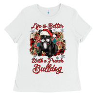 White christmas life is better with a french bulldog Ladies Tee - JahusDesignShop