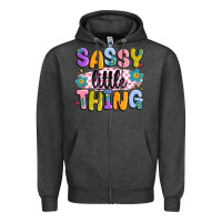Charcoal Heather sassy little thing Zipper Hoodie - MaliasSmallBusiness
