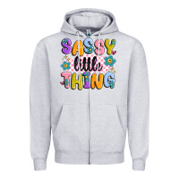 Heather Grey sassy little thing Zipper Hoodie - MaliasSmallBusiness