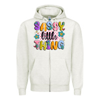Oatmeal Heather sassy little thing Zipper Hoodie - MaliasSmallBusiness