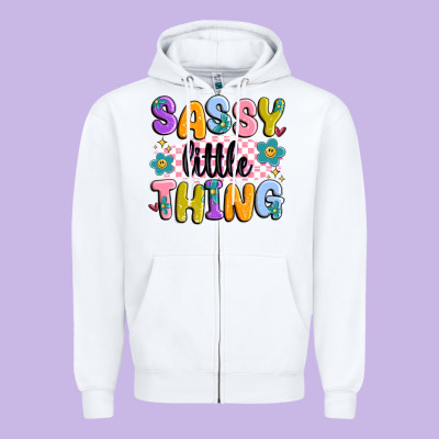 Sassy Little Thing Zipper Hoodie Designed By Maliassmallbusiness