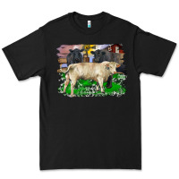 Black charolais bull black angus cattle and bull with barnyard and cowhide Premium Tee - RanaPortraitStore
