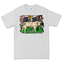 Dove Grey charolais bull black angus cattle and bull with barnyard and cowhide Premium Tee - RanaPortraitStore