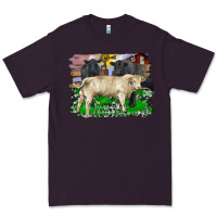 Plum charolais bull black angus cattle and bull with barnyard and cowhide Premium Tee - RanaPortraitStore
