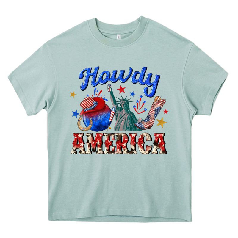 Howdy America Western Heavy Core Tee by texasbilliewilder | Teevron