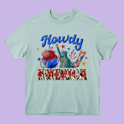 Howdy America Western Heavy Core Tee Designed By Texasbilliewilder
