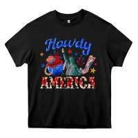 Black howdy america western Heavy Core Tee - texasbilliewilder