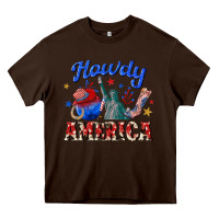 Chocolate Brown howdy america western Heavy Core Tee - texasbilliewilder