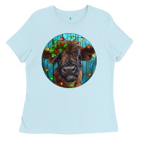 Baby Blue Calf Christmas Ladies Tee - RanaPortraitStore
