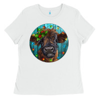 White Calf Christmas Ladies Tee - RanaPortraitStore