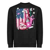Black American flag and dental elements with teeth Heavyweight Sweatshirt - AdoDesignShop