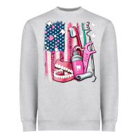 Heather Grey American flag and dental elements with teeth Heavyweight Sweatshirt - AdoDesignShop