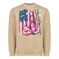 Mushroom American flag and dental elements with teeth Heavyweight Sweatshirt - AdoDesignShop