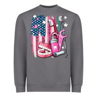 Storm American flag and dental elements with teeth Heavyweight Sweatshirt - AdoDesignShop