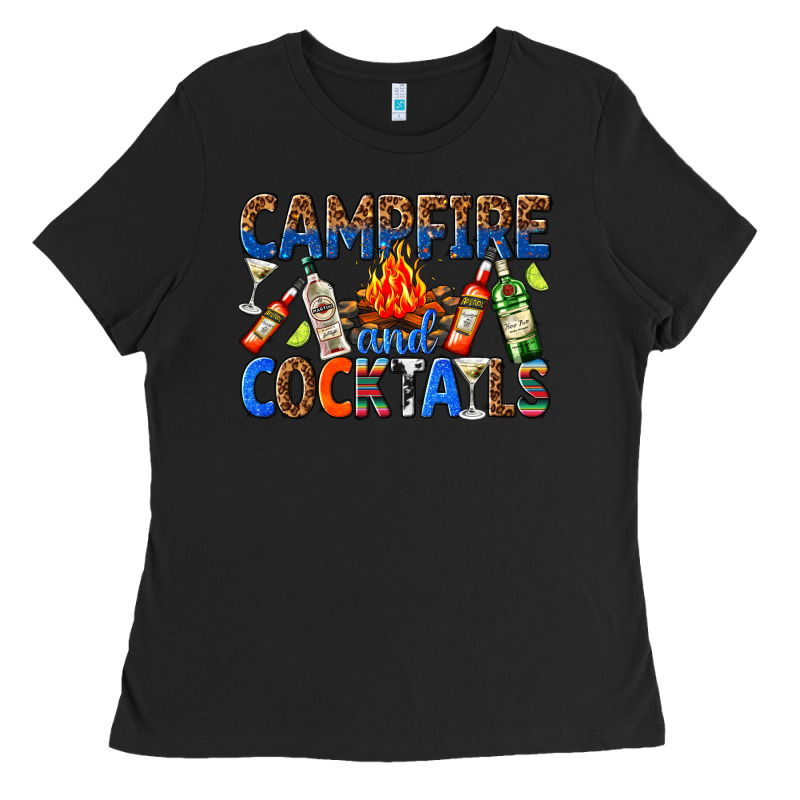 Campfire And Cocktails Ladies Tee by texasbilliewilder | Teevron