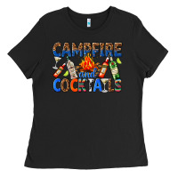 Black campfire and cocktails Ladies Tee - texasbilliewilder