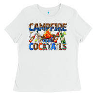 White campfire and cocktails Ladies Tee - texasbilliewilder