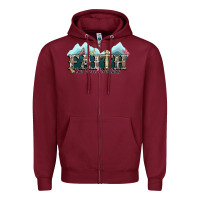 Burgundy faith can move mountains cross Zipper Hoodie - NancyCooperArtShop