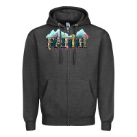 Charcoal Heather faith can move mountains cross Zipper Hoodie - NancyCooperArtShop
