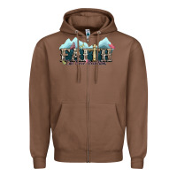Chestnut faith can move mountains cross Zipper Hoodie - NancyCooperArtShop