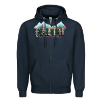 Navy faith can move mountains cross Zipper Hoodie - NancyCooperArtShop